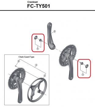 Preview: KURBELSCHRAUBE SHIMANO M8, FC-TY501